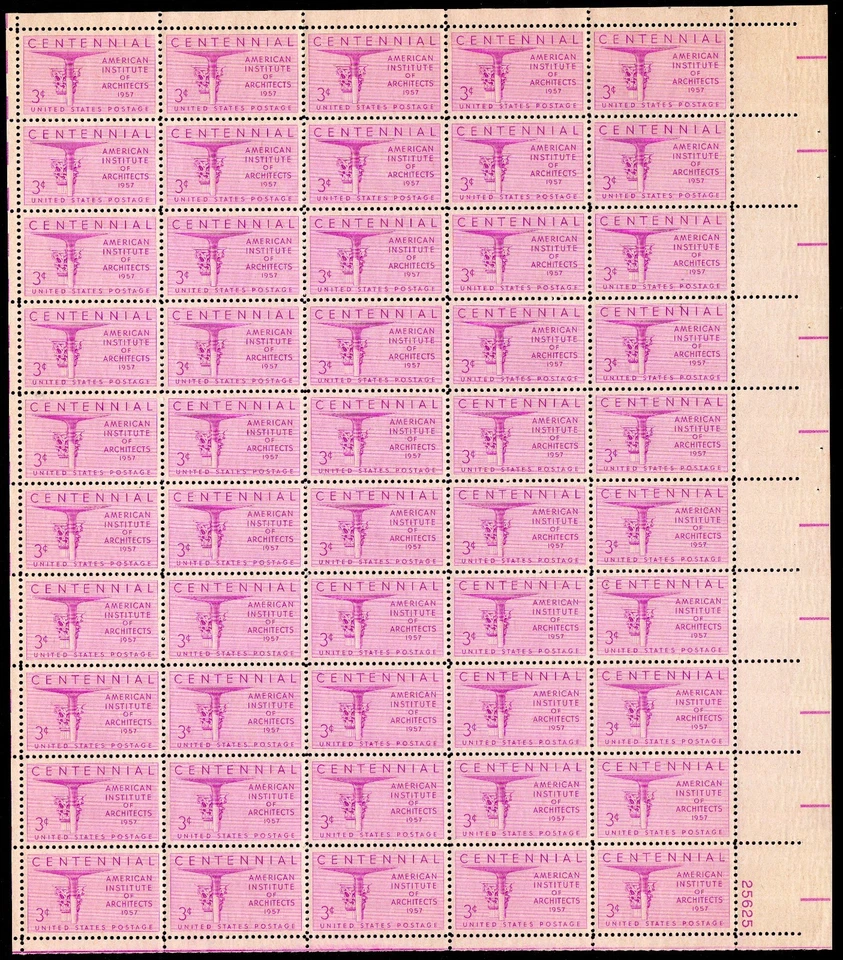 Scott #1089 American Institute of Architects Sheet of 50 Stamps - MNH P#25625 LR - Image 1 of 1