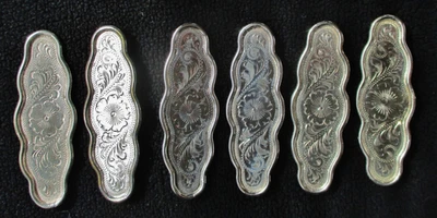 6 Beautiful Quality Vintage Silver Engraved Concho Bar trims-Bridle-Breastcollar - Image 1 of 4