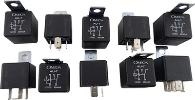 Lote de 10 Relés Omega AU-7 SPDT Single Pole Double Throw 30/40 AMP 12VDC - Imagem 1 de 4