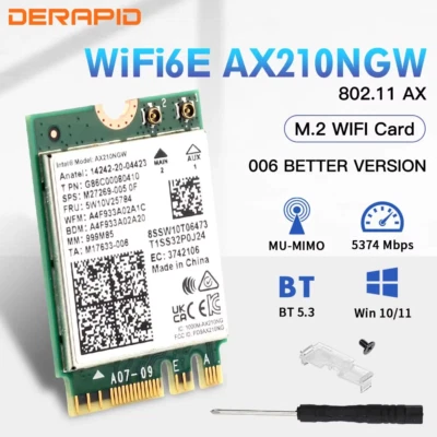Intel AX210NGW Original Wi-Fi 6E 802.11ax 6 GHz M.2 NGFF WLAN Adapter Bluetooth - Bild 1 von 4