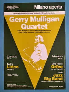 GERRY MULLIGAN - MILAN CONCERT 24/3/1982 - POSTER + PERFECT TICKET - JAZZ - Picture 1 of 2