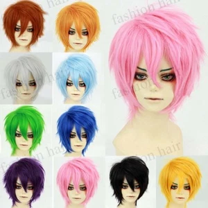 UNISEX Männlich Weiblich Kurzhaar Perücke Cosplay Party Anime Vollperücke Kostüm gg01 - Bild 1 von 34