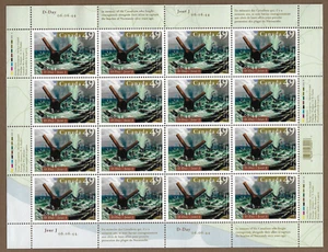 Canada Stamps - Full Pane of 16 - D-Day, Juno Beach, Normandy #2043 - MNH - Picture 1 of 1