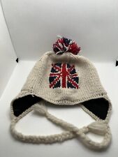 UK Flag Handmade Mohawk Hat United Kingdom 100% Wool One Size Fits All Beanie