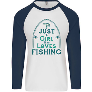 Just a Girl Who Loves Fishing Fisherwoman Mens L/S Baseball T-Shirt