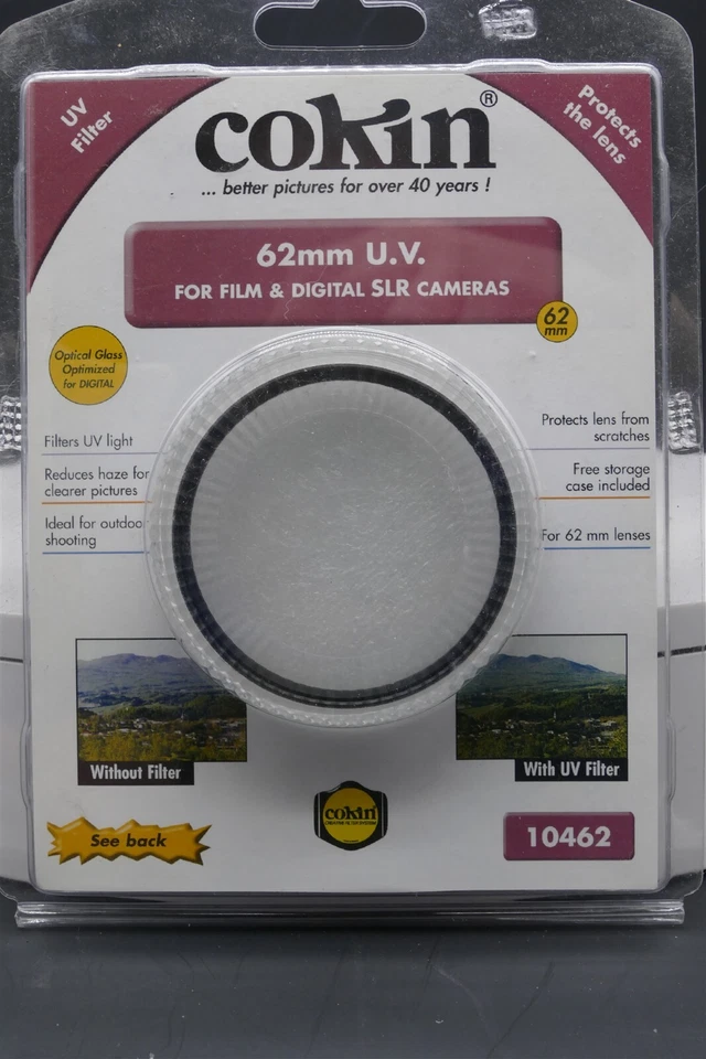 Cokin 62mm Ultraviolet UV Filter Sealed Ideal for Film & Digital SLR Cameras - Image 1 of 2