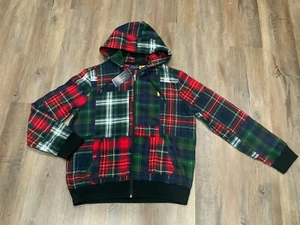 New Polo Ralph Lauren Patchwork Plaid Full Zip Fleece Hoodie Men’s Sz XL - Picture 1 of 10