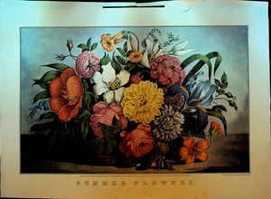 Currier & Ives Calendar Topper 1958 Summer Flowers - Picture 1 of 1