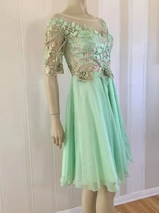 Mint Green May Queen Couture Embellished Illusion Party Homecoming Dress Size 6 - Picture 1 of 13