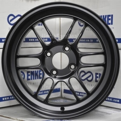 16x8 4x100 38 OFFSET ENKEI 日本 RPF RPF1 黑色 12 SPOKES 运动轮 4 件套 — 第 1/4 张图片