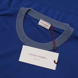 Luciano Barbera NWT Short Sleeve Knit T-Shirt Size 50 US M in Blue 100% Cotton - Picture 1 of 8