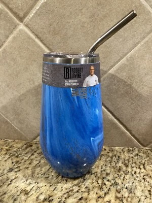 Vaso de paja Robert Irvine 16 OZ azul geo aislado regalos vacaciones NUEVO viaje Foto 1 de 3