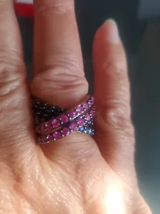 Raritäten Carol Brodie blau rosa Saphir, Tsavorit Ring Größe 8 neu ohne Etikett - Bild 1 von 12