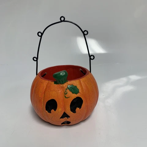 Halloween Pumpkin Wooden Basket With Handle Cover