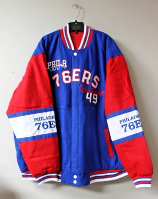 New NBA Philadelphia 76ers real wool embroidery reversible heavy jacket men 3XL - Image 1 of 4