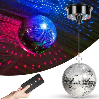 Rotating Mirror Ball Electric Motor with LED Light for Banquets Night Clubs - Image 1 of 4