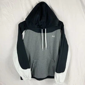 Under Armour Colorblock Fleece Hoodie Sweatshirt Women's Large Black Gray White - Picture 1 of 6