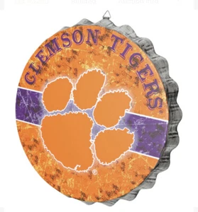 Clemson Tigers Distressed Bottle Cap Sign 12.5" FOCO - Picture 1 of 5