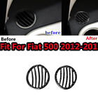 2Pcs Carbon Fiber Interior Side Defogger Vent Cover Trim For Fiat 500 2012-2015