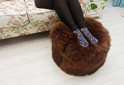 Genuine Sheepskin Footstool Home Office Comfort Furry Ottoman New House Gift She - Image 1 of 4