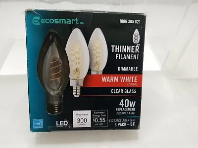 40-Watt Equivalent B11 Dimmable Fine Bendy Filament LEDVintage Edison Light Bulb - Image 1 of 4