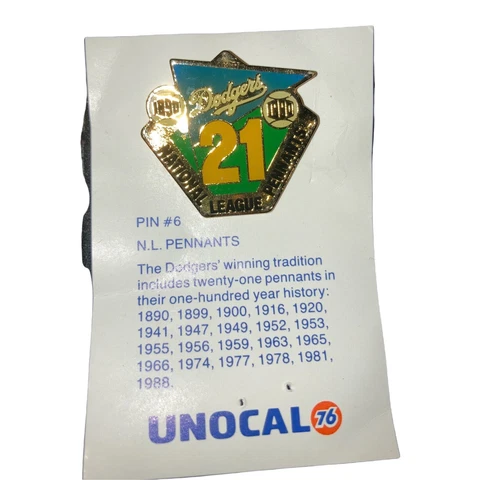 PIN #6 Los Angeles Dodgers Unocal 76 21 NL Pennants Cover
