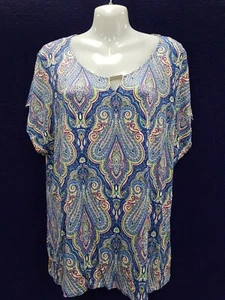 NEW Women Fashion Top Shirt Blouse Cap Sleeve Collar Metal Detail Size 12 L - Picture 1 of 3