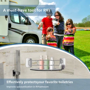RV Shower Corner Storage Bar Adjustable RV Shower Corner Rod with 180° wevMA - Picture 1 of 10