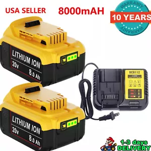 1-4pack For DeWalt 20V 20 Volt Max XR 8.0AH Lithium Ion Battery DCB206 DCB208 US - Picture 1 of 23