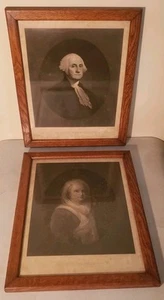 KUNSTPAPIER GEÄTZTER DRUCK GRAVIERT JOHN SARTAIN GEORGE & MARTHA WASHINGTON - Bild 1 von 11