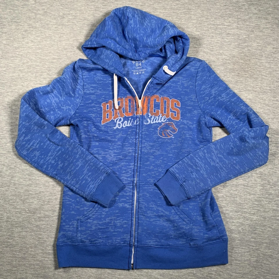 Boise State Broncos Hoodie Womens Large Football Full Zip Sweatshirt Blue 84 - Image 1 of 4