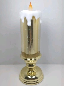 Valerie Parr Hill Gold Glitter Water Globe Pedestal Light Up Candle 13 In - Picture 1 of 3