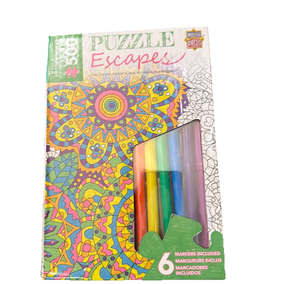 Puzzle Escapes Adulto Colorear Puzzle 500 piezas Nuevo Sellado con Marcadores Incluidos Foto 1 de 2