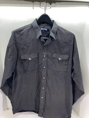 Camisa Occidental Ajustada Panhandle Para Hombres Negra Floral Frente a Presión Algodón Manga Larga Foto 1 de 4