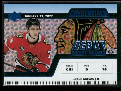 2022-23 Credentials - Debut Ticket Access Jakub Galvas #111 Blue /99 (RC) - Image 1 of 2