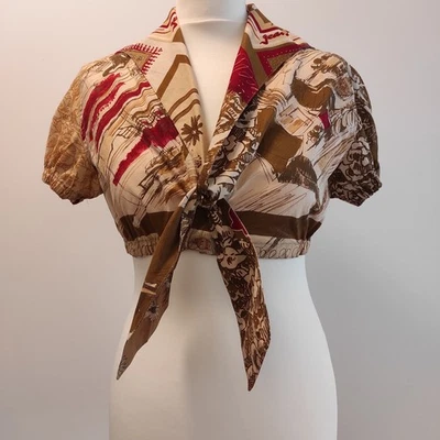 Jean Paul Gaultier Womens Paris Theme Vintage Y2K Cropped Cotton Shirt S/M - Photo 1/4