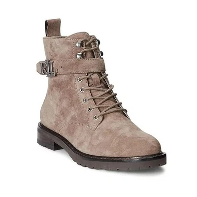 Lauren Ralph Lauren Elridge Botines con Cordones Talla 5 Gris Gamuza Suela NUEVO Foto 1 de 4