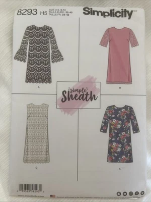 Simplicity 2017 Sewing Pattern 8293 Women's Sheath Dress Size 6-14 Uncut - Image 1 of 3