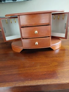 Quality Wooden Jewellery Box With Mirror and Drawers - Picture 1 of 15