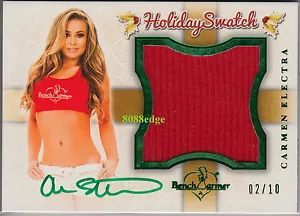 2012 BENCHWARMER HOLIDAY WORN SWATCH AUTO:CARMEN ELECTRA #2/10 AUTOGRAPH PLAYBOY - Picture 1 of 8