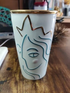 2017 Starbucks Travel Mug Siren Anniversary Teal Gold 10 oz Ceramic Logo No Lid - Picture 1 of 5