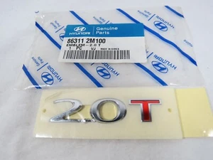 10-14 HYUNDAI GENESIS 2.0T EMBLEM REAR TRUNK RED/CHROME BADGE SYMBOL GENUINE OEM - Picture 1 of 3