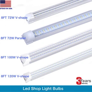 8 Foot Led Shop Light 120W 72W 8FT Led Tube Light T8 Integrated Garage Fixture - Picture 1 of 24