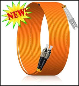 FC UPC to ST UPC MM OM3 DX LSZH 3.0mm Fiber Optic Patch Cord Cable Network Data  - Afbeelding 1 van 7