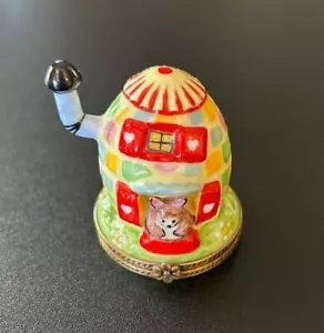 Limoges Bunny Rabbit House limitierte Auflage signiert/#'d handbemalte Schmuckschatulle - Bild 1 von 6