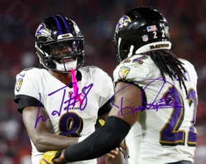 Lamar Jackson Derrick Henry Auto 8x10 signiert Baltimore Ravens Nachdruck Foto Dual - Bild 1 von 1