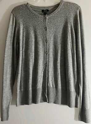 APT. 9 Suéter Mujer Talla L Gris Adorno Manga L Botón Cárdigan Mezcla Algodón Foto 1 de 4