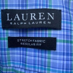 LAUREN Ralph Lauren Black Label Hemd Herren Gr. L blau grün Baumwolle kariert Tasche - Bild 1 von 16