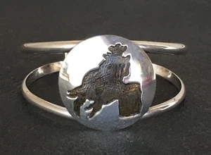 Vintage .925 Sterlingsilber Rodeo Barrel Racer Manschette Armband signiert 6 3/4" 6,75" - Bild 1 von 4