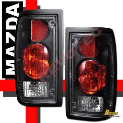 86-93 Mazda B2000 B2200 B2600 Pickup Black Tail Lights Lamps 1 Pair 89 90 91 92 - Image 1 of 2